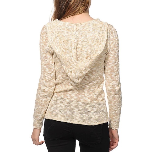 ROXY Cream & Beige Beach Hoodie Sweater, Size M - Picture 3 of 12